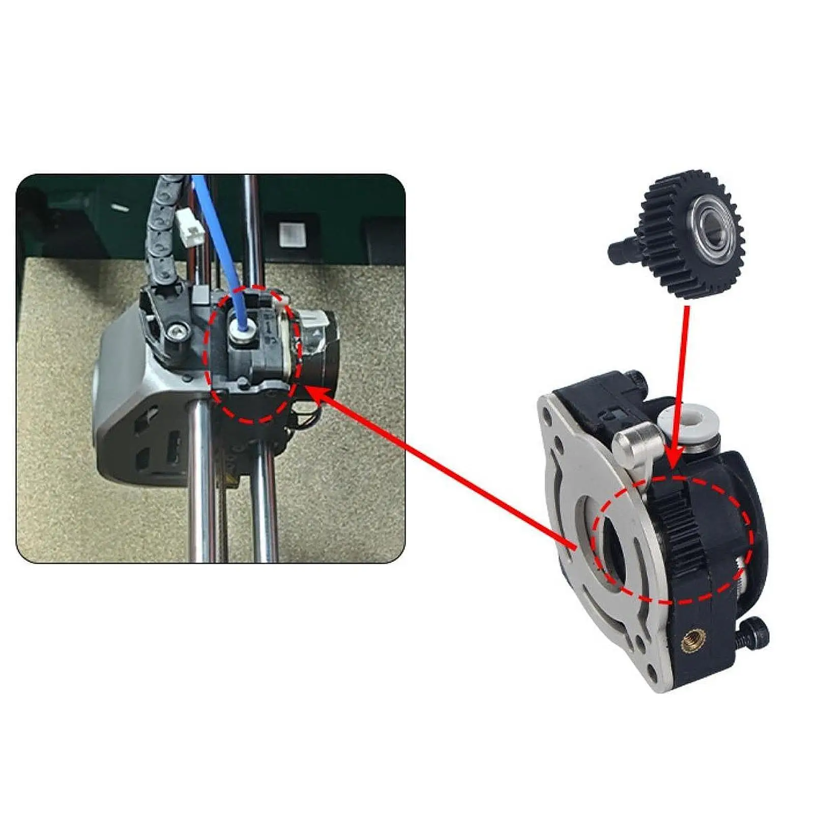 

Transmission Reduction Gear Filament Drive Gear Spare Easy to Install 3D Printer Part Replacement for K1 Office