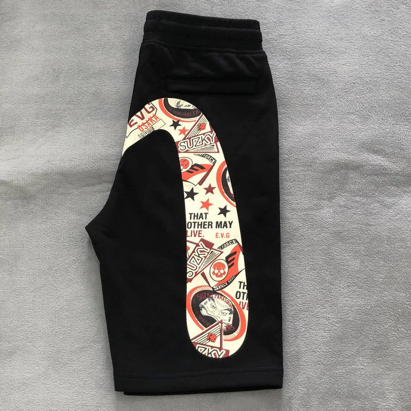 Y2K Men's Gym Shorts Evisued Shorts Casual Harajuku Japanese Fashion Brand M Printed Wide Leg Shorts Summer Men Clothing shorts