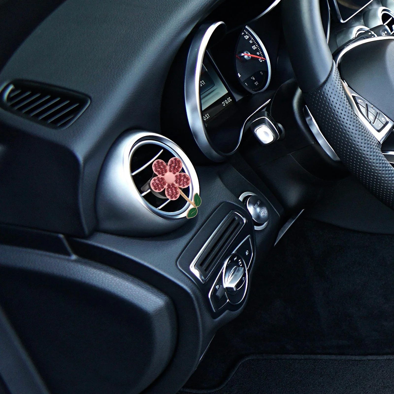 

1 set 1 Set Car Vent Clips Air Freshener Decor For Women Cute Girly Accessories Interior Charm Rhinestones Alloy Flower Design