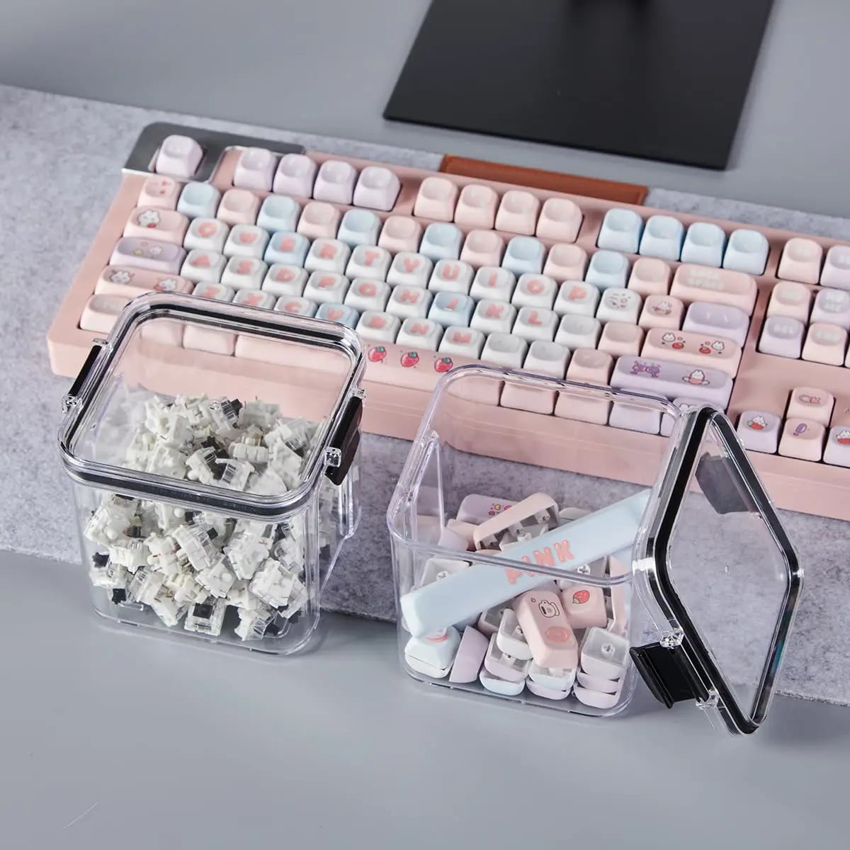 Keycaps Switches Storage Box Keyboard Switch Container Transparent Sealed Tank Keycap Storage Box For Mechanical Keyboard