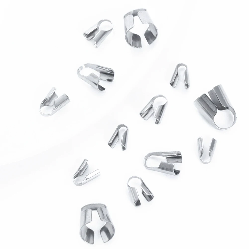 50 قطعة الفولاذ المقاوم للصدأ الحبال تجعيد نهاية المشابك الخرز قبعات جلدية كليب تلميح أضعاف تجعيد سوار موصلات لصنع المجوهرات #4