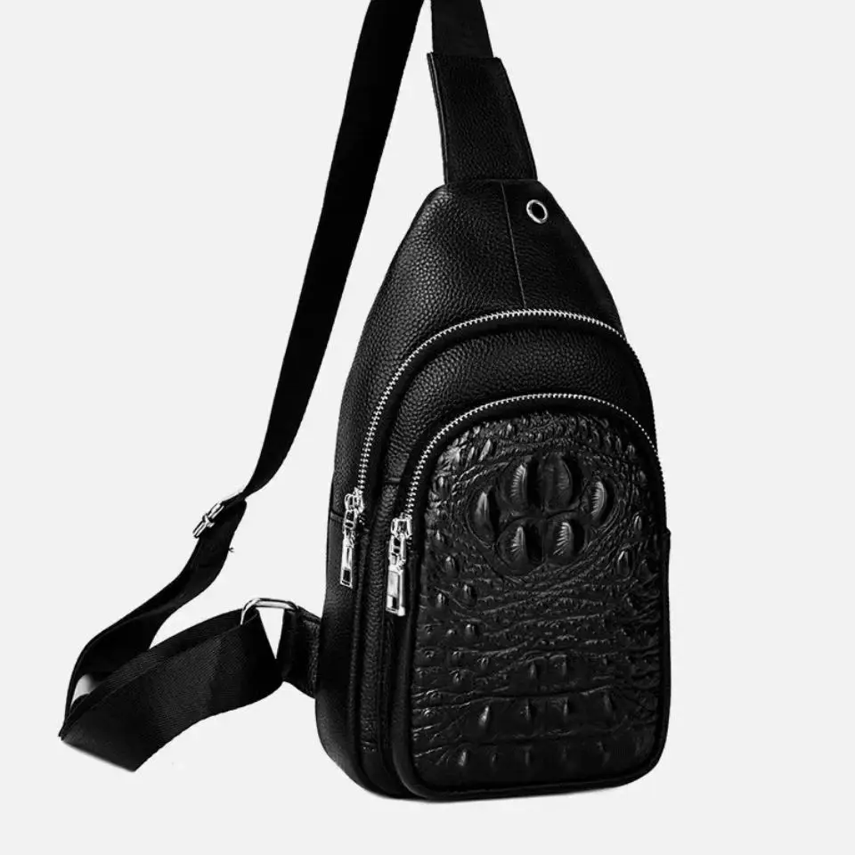 2027 New Fashion Cow Genuine Leather Men Waist Packs Male Casual Chest Bags Pack Boy Brand Design Chest Shoulder Package