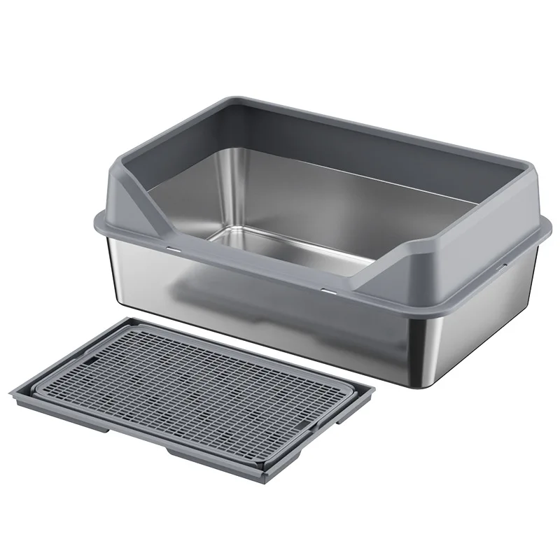 Stainless steel cat litter box anti-splash