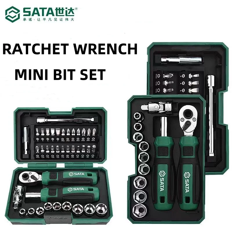 SATA 38-piece Ratchet Screwdriver Set Portable Mini Wrench with Various Bits and Socket Repair Tools Hand Tools