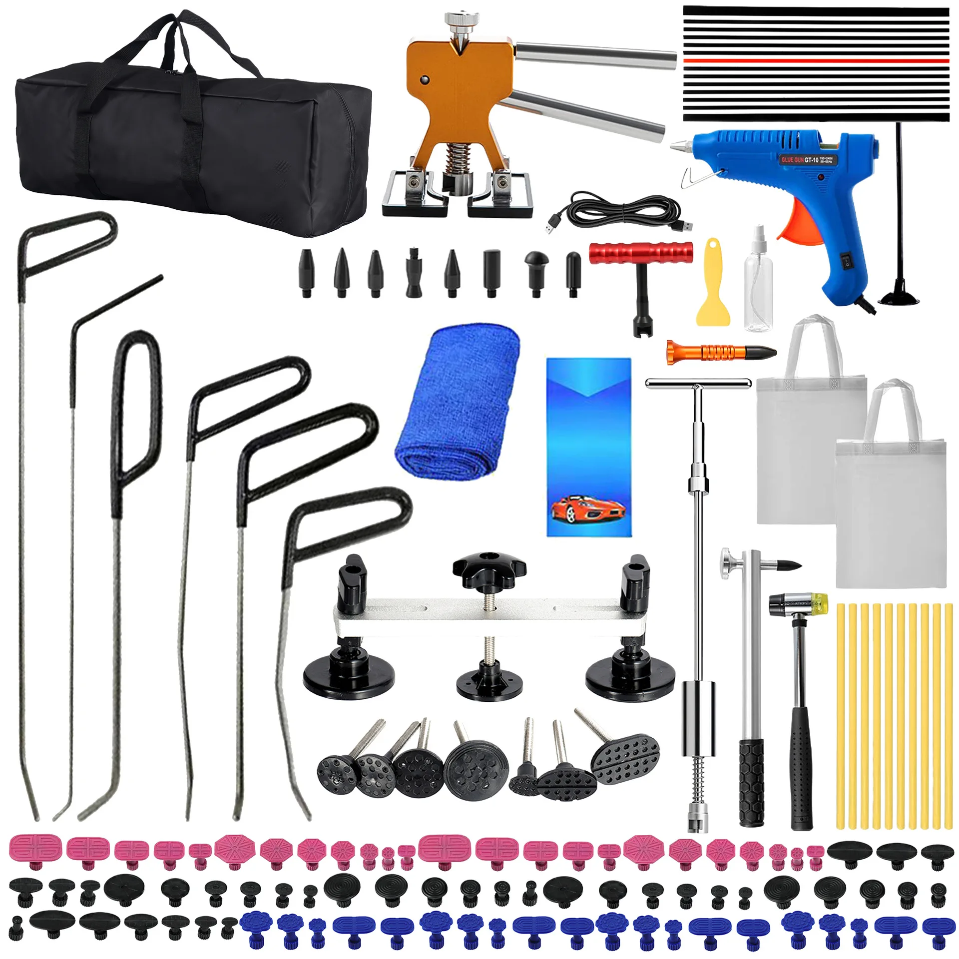 

Car Dent Repair Kit - Golden Suction Puller with Pull Rod Bridge & Inspection Plate Sheet Metal Tool