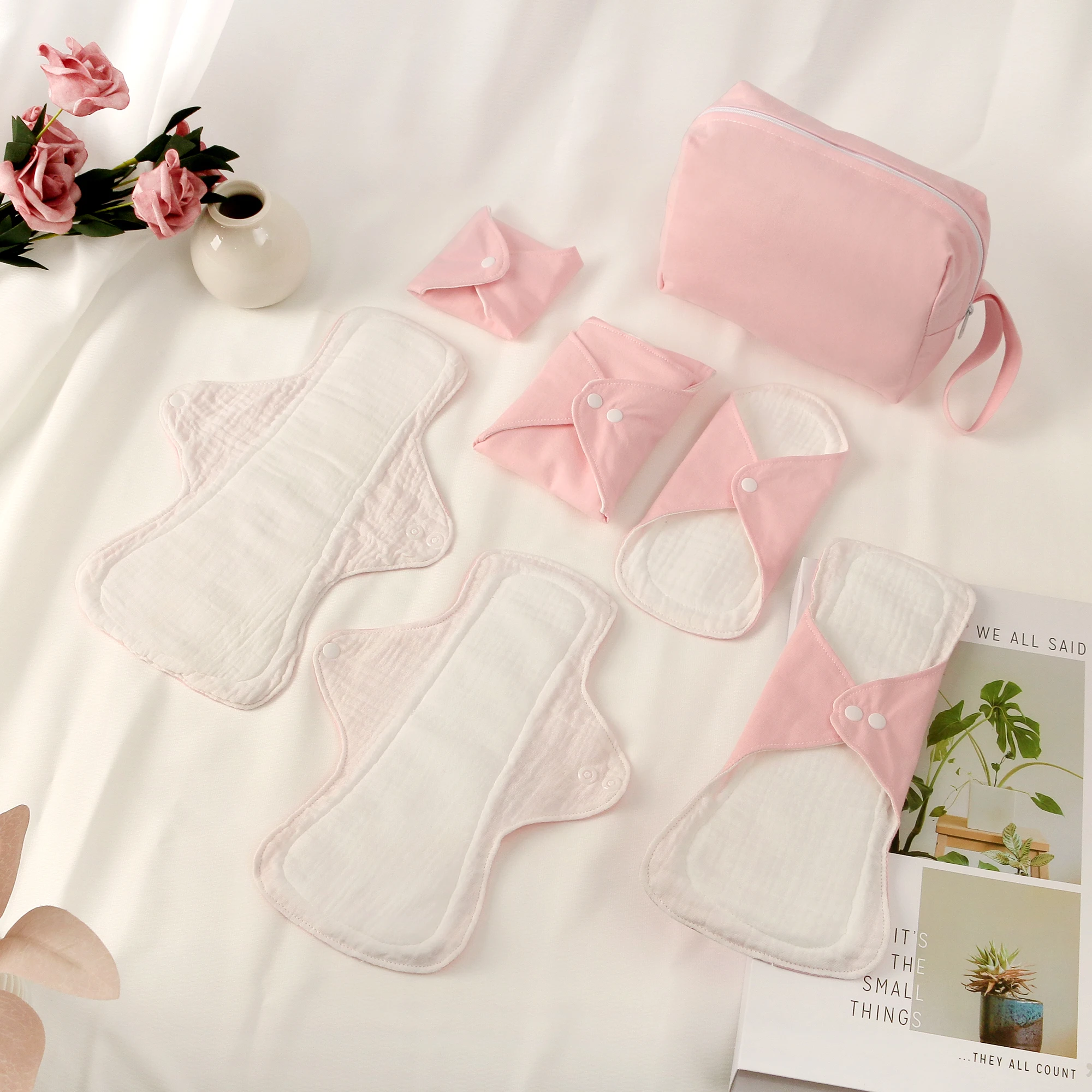 Picture 4: 7Pcs Set Reusable Washable Cotton Sanitary Pads Absorbent Leakproof Storage Bag Breathable Menstrual Pads Soft For Postpartum