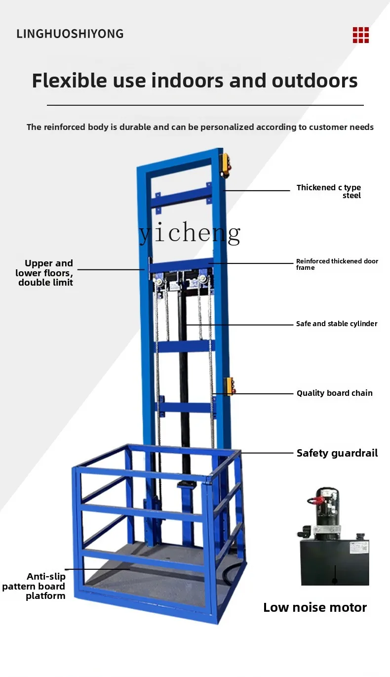 TQH Electric Lift Freight Elevator Small Warehouse Hydraulic Lift Platform Household Freight Lift