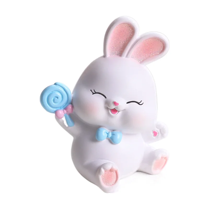 8cm Obesity Cute Bunny Figurine Statue Crafts Figurines Sculpture Creative Fat Sweet Rabbit Modern Home Decoration Art Ornament