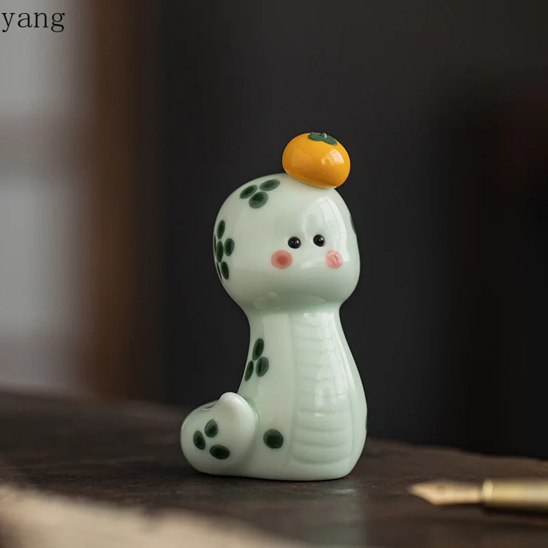 CX creative ceramic cute little flower snake decorative ornament healing system