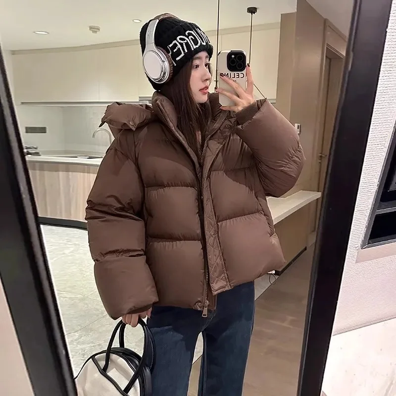 Cotton Jacket 2024 New Fashionable and Versatile Western Style Short Style Hooded Thick Cotton Jacket Loose Winter Cotton Jacket