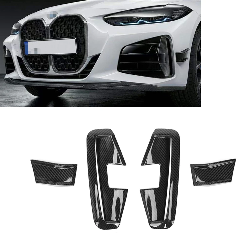 G22 Fog Lamp Frame Side Canards 4 PCS Dry carbon Fiber For BMW G22 G23 2021+ 2-Door Fog Lamp Frame G22 Side Canards