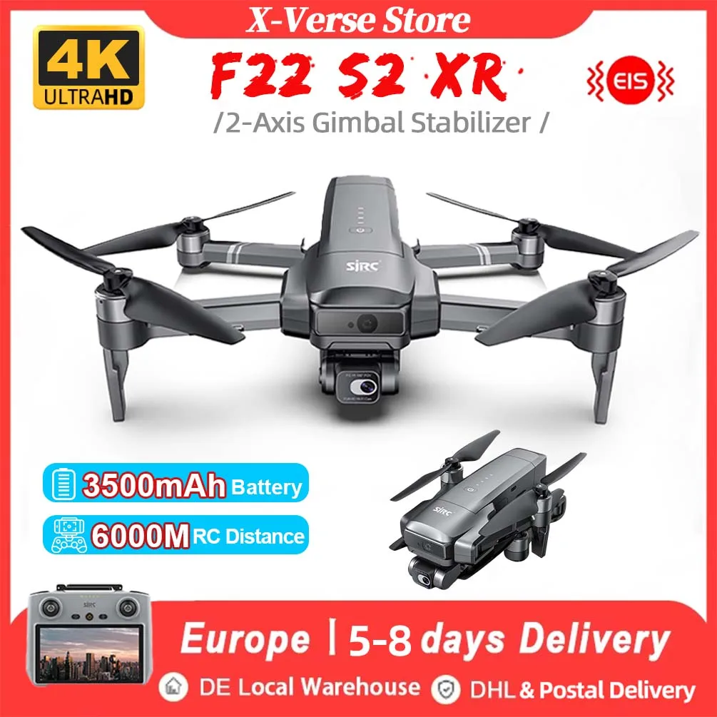 

SJRC F22 S2 XR Дрон 4K Профессиональный GPS с HD-камерой Дроны для предотвращения препятствий 2-осевой стабилизированный подвес 6 км RC Квадрокоптер
