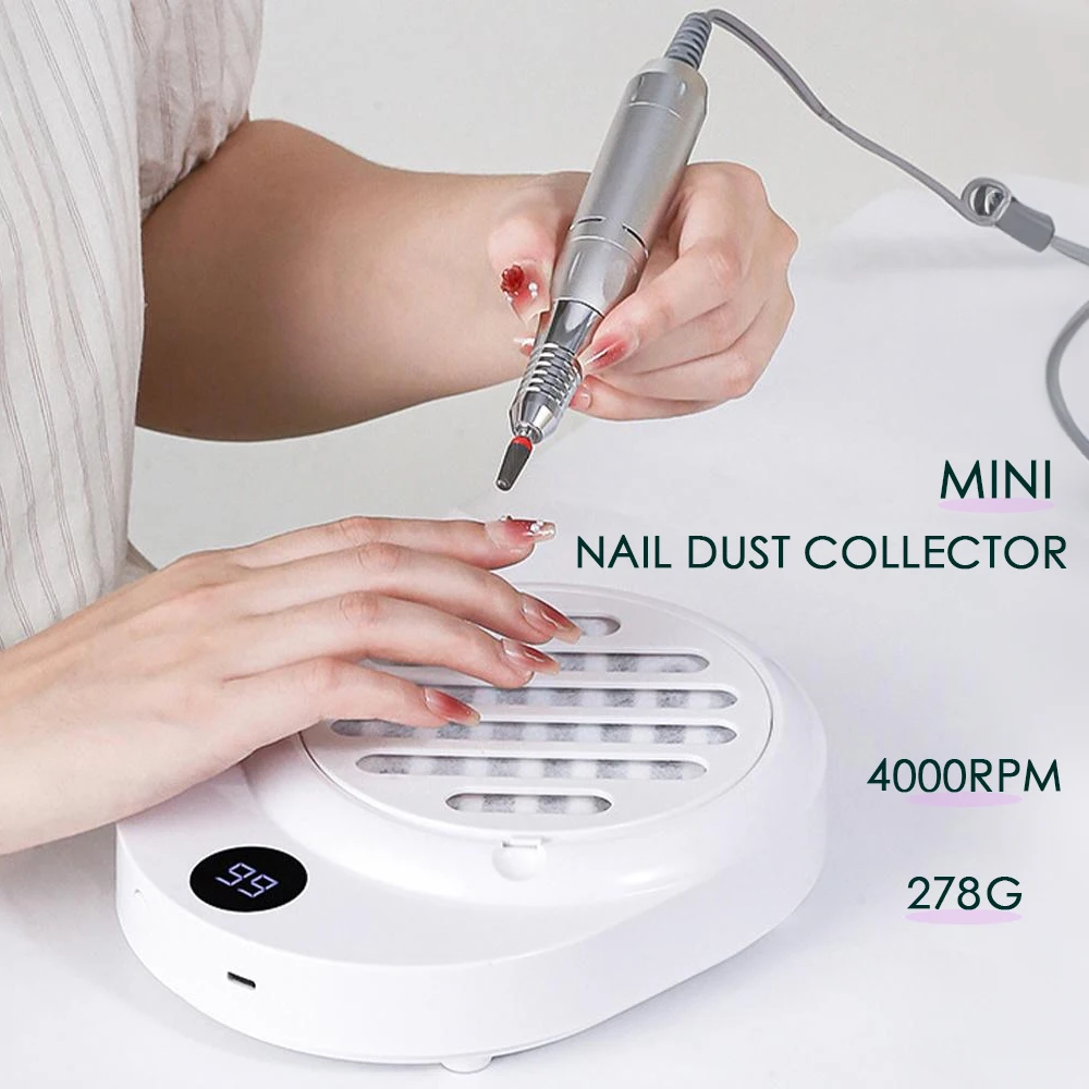 4000rpm Strong Suction Nail Dust Collector USB Dust Suction Collector Professional Nail Dust Extractor Wireless Nail Art Salon