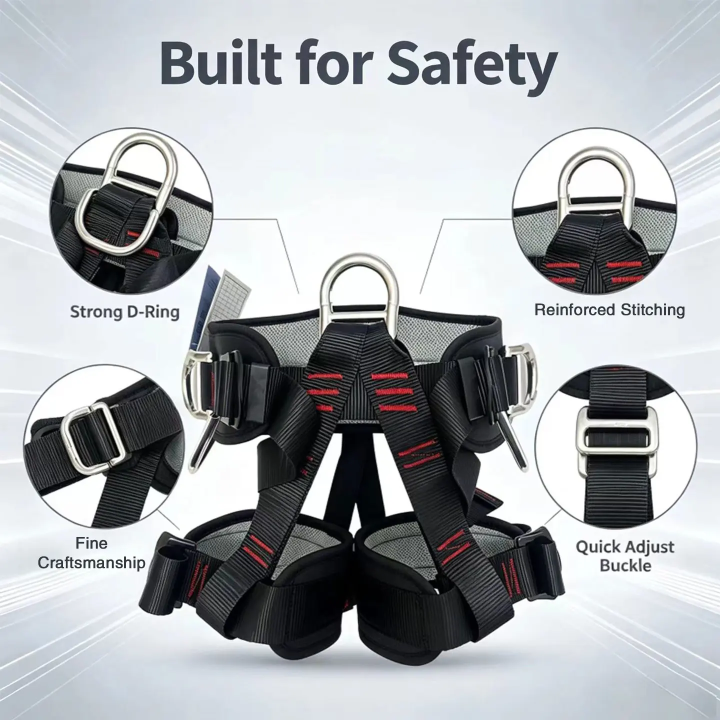 Half‑body Safety Harness, Adjustable For Rock Climbing, Rappelling, Construction & Outdoor Work, High‑strength Polyester Webbing