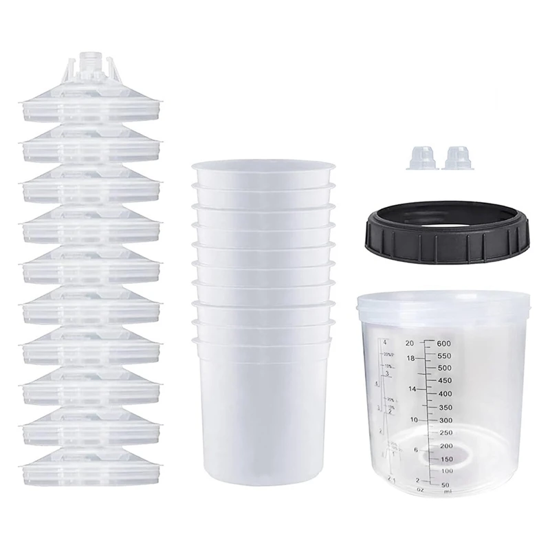

Disposable Paint Guncup Spray Guncup Liner And Cap System Transparent Plastic Paint Sprayer Mixing Cup For HVLP