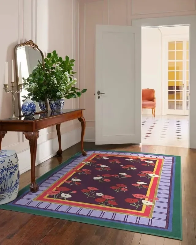 

Iris Apfel Protea Forest Green Rug for Living Room Floral Aesthetic Ornate Gothic Home Decor Carpet Anti-slip Washable Floor Mat