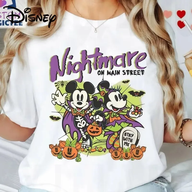 

Disney Mickey Mous Halloween Printed T-Shirt Men Fashion Short Sleeve Boys Clothes Family Matching Outfits Kids Clothes Girls