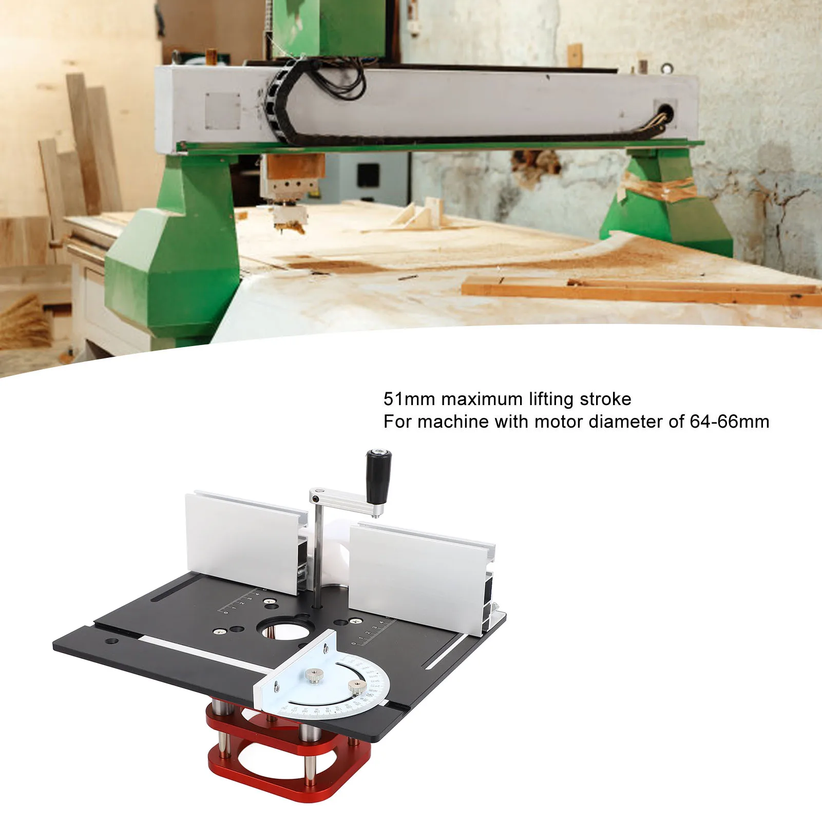 

Router Table Base 51mm Stroke Manual Lifting Router Table Lifting System Base for 64 to 66mm Motor Diameters