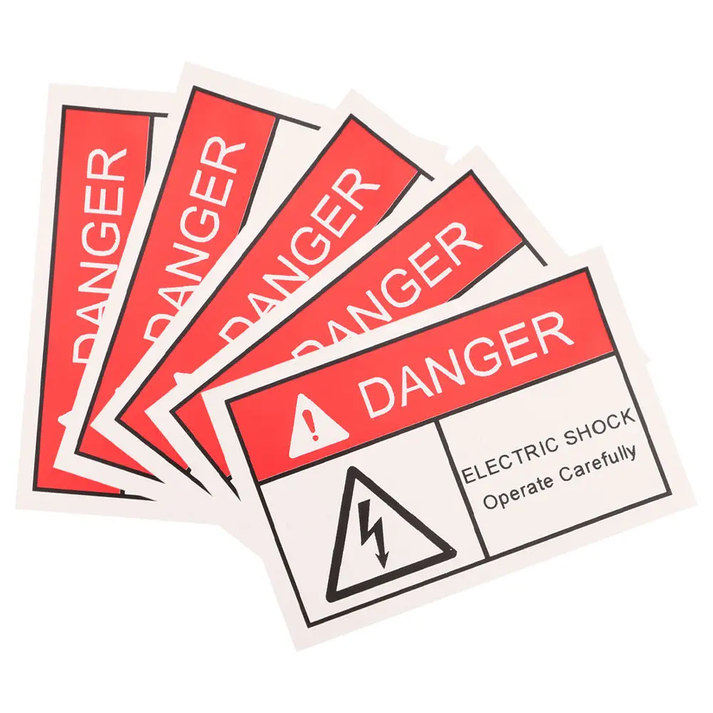 5pcs Electrical Warning Signs High Voltage Shock Prevention Adhesive Labels For Industrial Safety Panels Bilingual Traffic