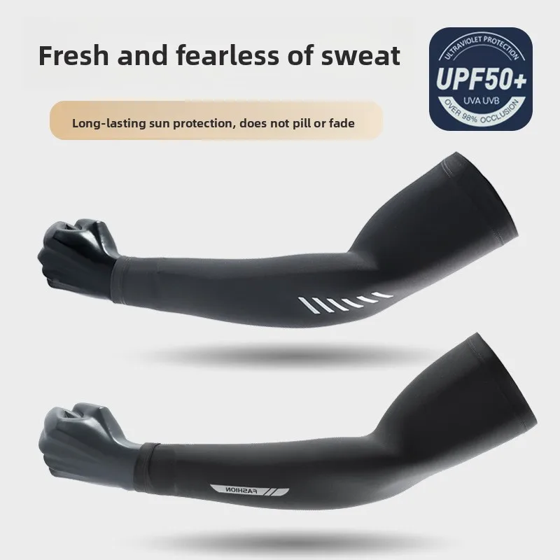 

Men's Ice Silk Sunscreen Arm Sleeves - Thin, Cooling & Breathable UV Protection Sleeves for Summer Takeaway Cycling