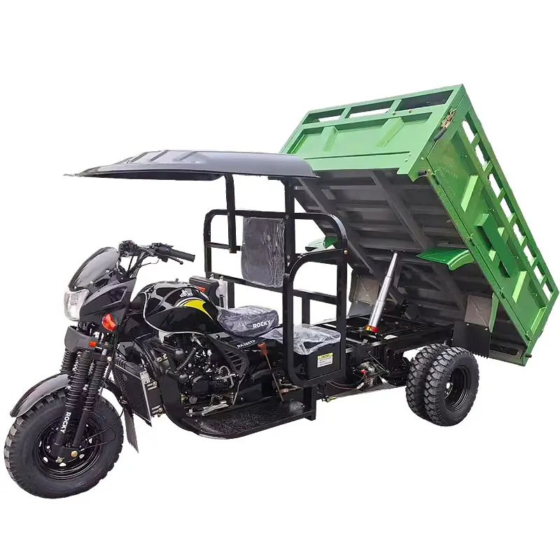 2026 Gas oline Tricycle Lifting Delivery Open Cargo Dumper Agricultural Motorized Three Wheeler