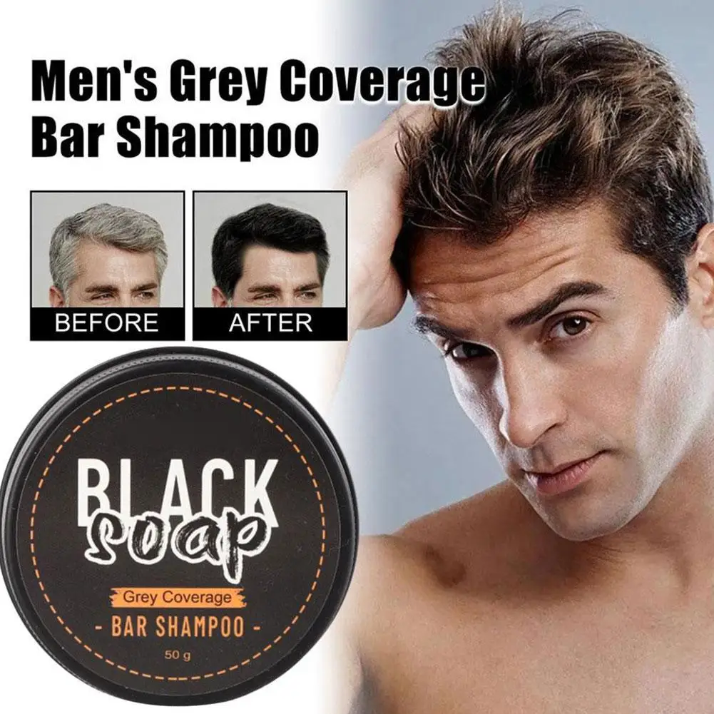 

2pcs Men's Black Hair Soap Hair Darkening Soap Shampoo Bar Fast Effective Repair Gray White Color Dye Hair Body Natural Organic