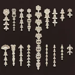 Natural Floral Wood Carved Figurine Craft Furniture Accessories Appliques Wood Carvings Home Decoration Wood Decals for Walls