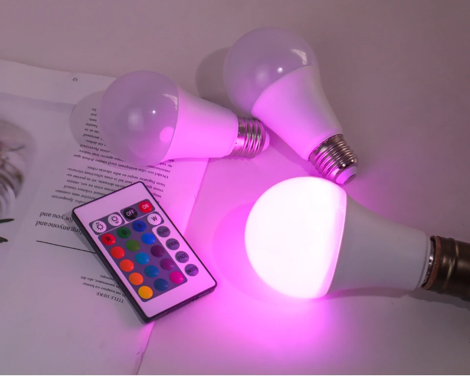 E27 LED RGB Lamp Spotlight Bulb 5W 10W 15W IR Remote Control Led Light Bulb Smart Led RGBW Lamp Home Decor LED Bulbs LED