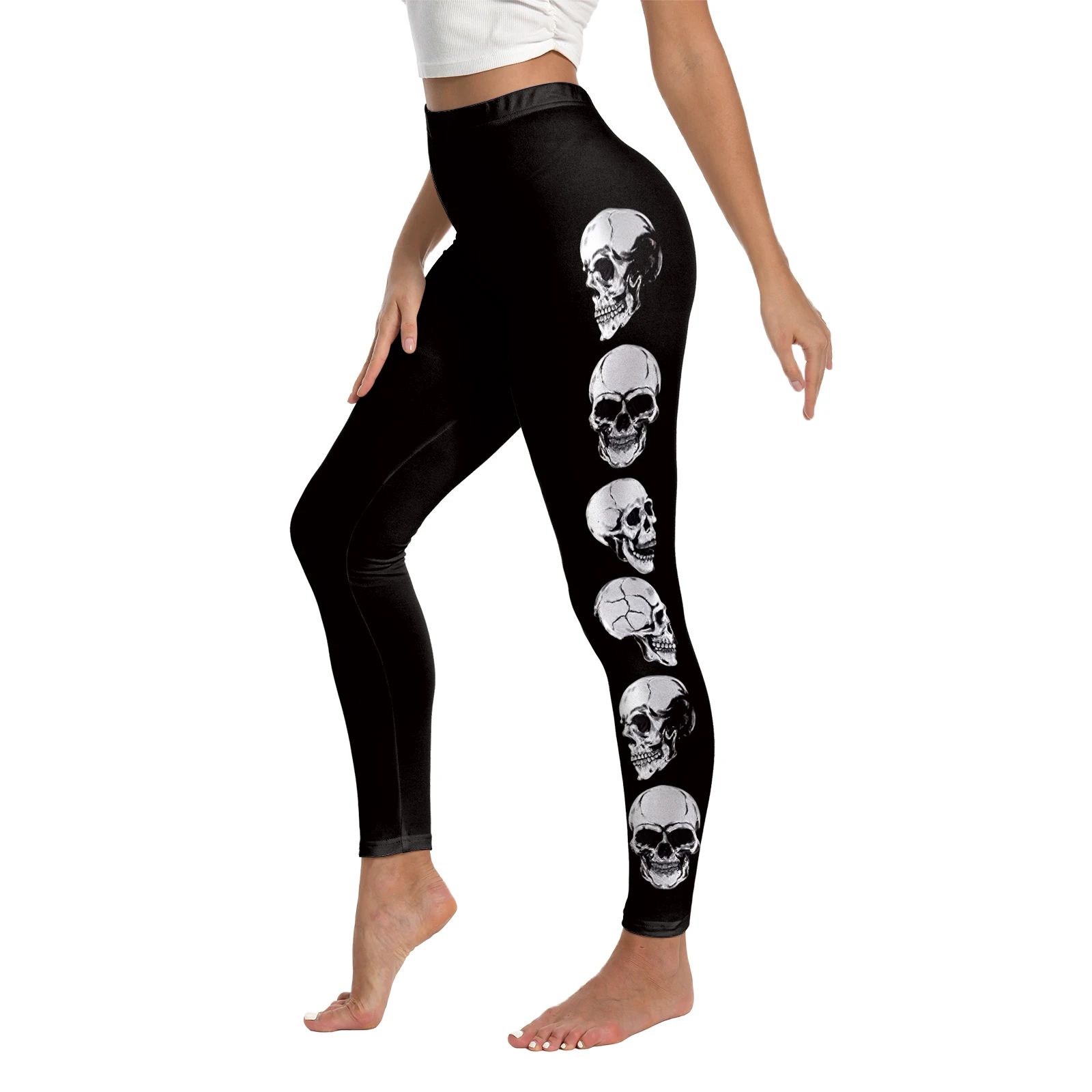 

Casual Halloween Leggings Skull Pattern 3D Printing Skinny Pants Women Leggings Funny Pumpkin Trousers Adult Festival Outfit