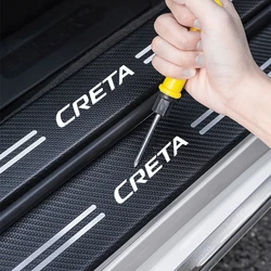 Carbon Fiber Car Door Sill Anti kick Sticker Scuff Scratch Auto Door Threshold strip Tape For Hyundai creta ix25 2020 2019 2011