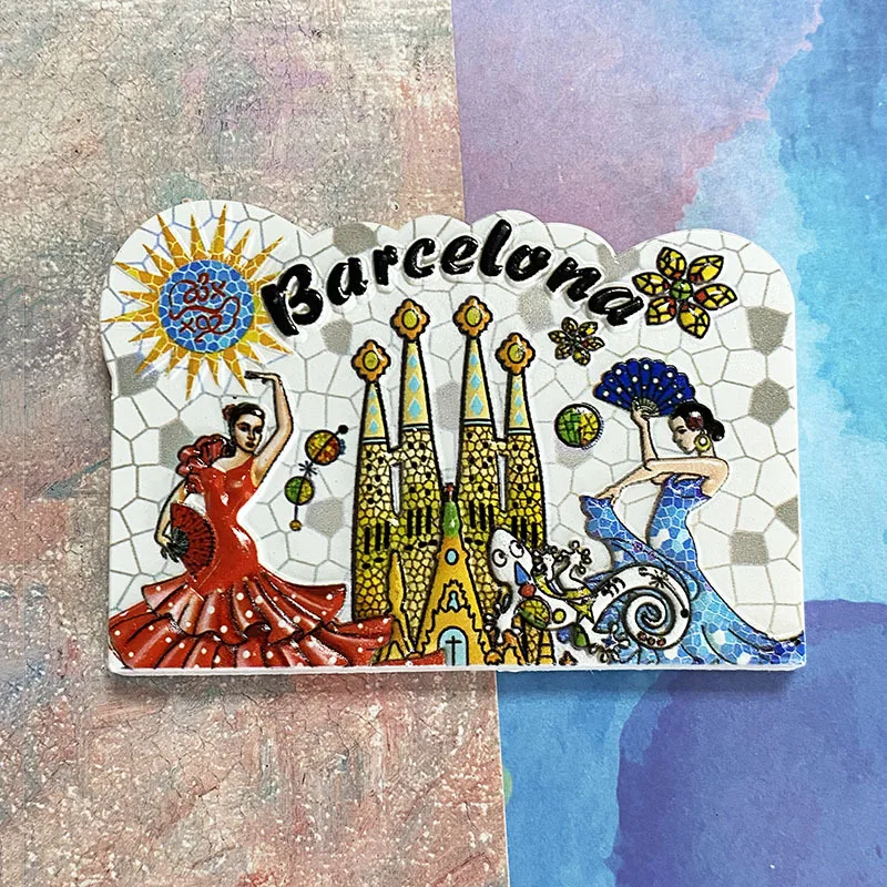 

Barcelona Cultural 3D Resin Magnet - Spanish Tradition and Modernity - Unique Home Decor with Strong Magnet