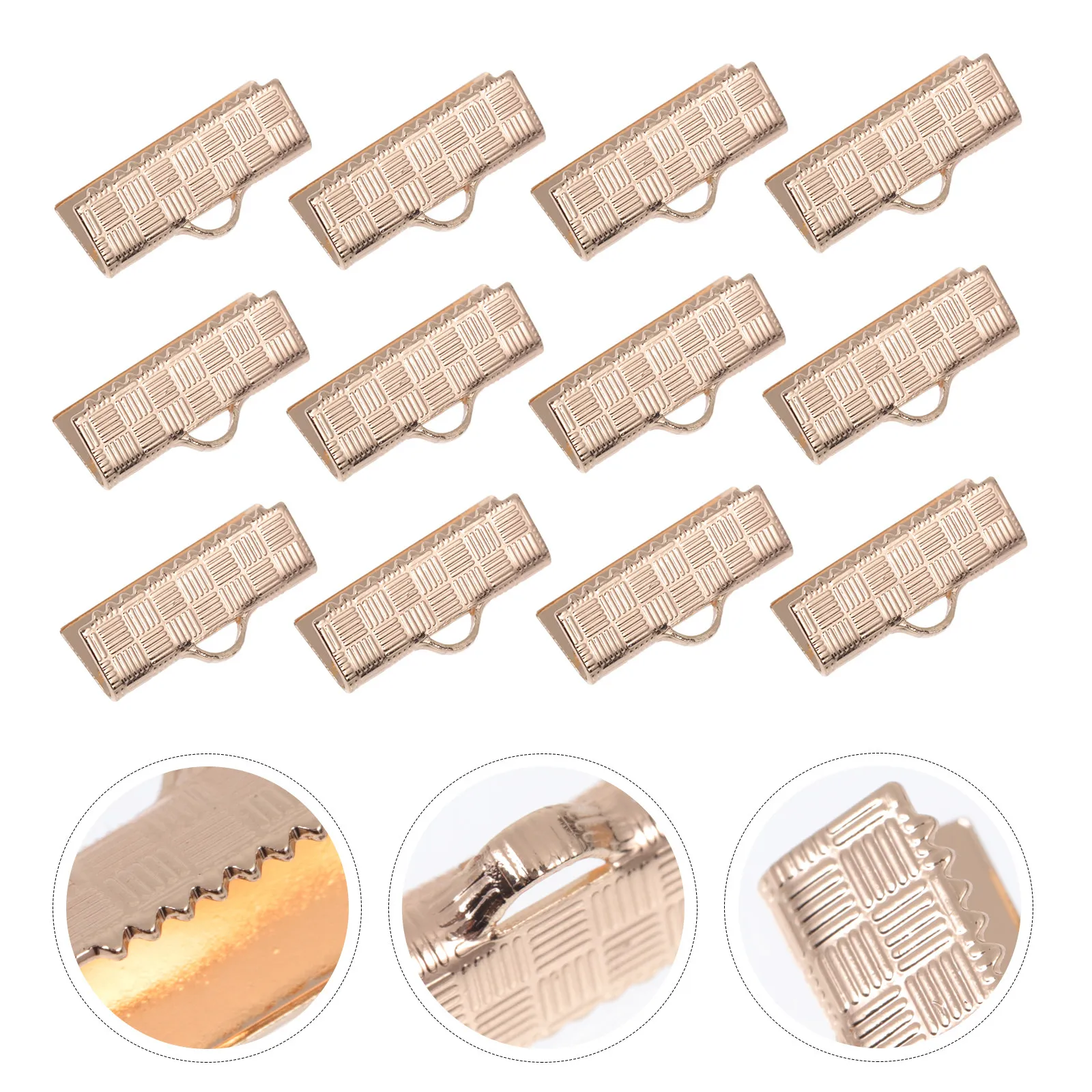 

50Pcs Jewelry Fasteners Clasp 15Mm Copper Material DIY Ribbon End Clamp for Necklaces Bracelets Craft Supplies