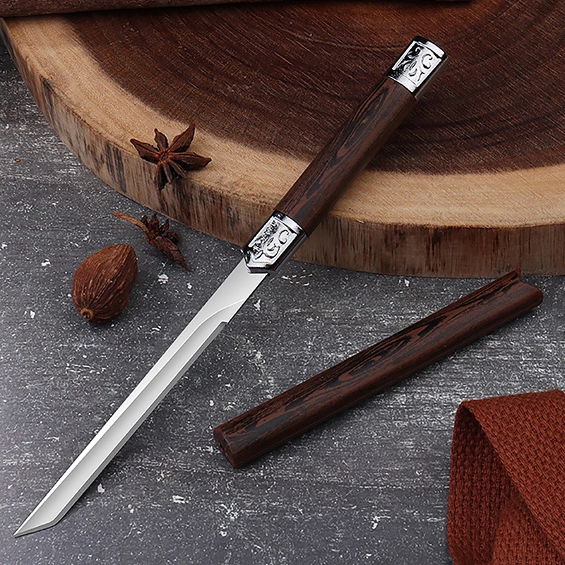 Stainless Steel Sharp Fruit Knife, Fixed Blade, Portable EDC Pocket Knife, Multi-purpose Camping Steak Knife, Cutter, BBQ