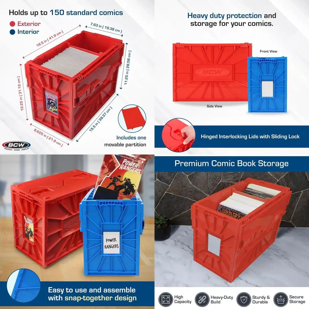 

Набор пластиковых контейнеров для хранения комиксов - цветовая кодировка для организации комиксов красного и синего цветов