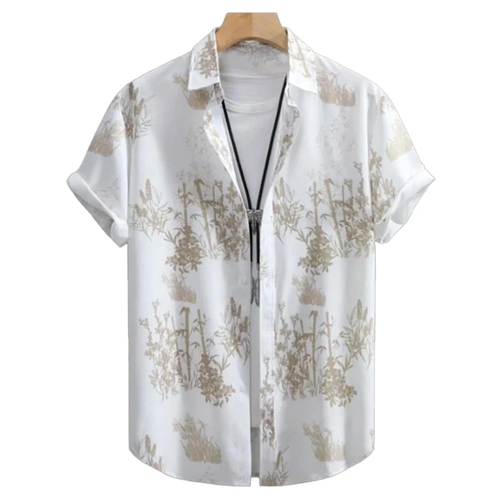 Palm Tree Pattern Casual Botanical Flower Personalized Printed Shirt Tops Men's Shirt Shirts Button Short Sleeve Tops Outdoor
