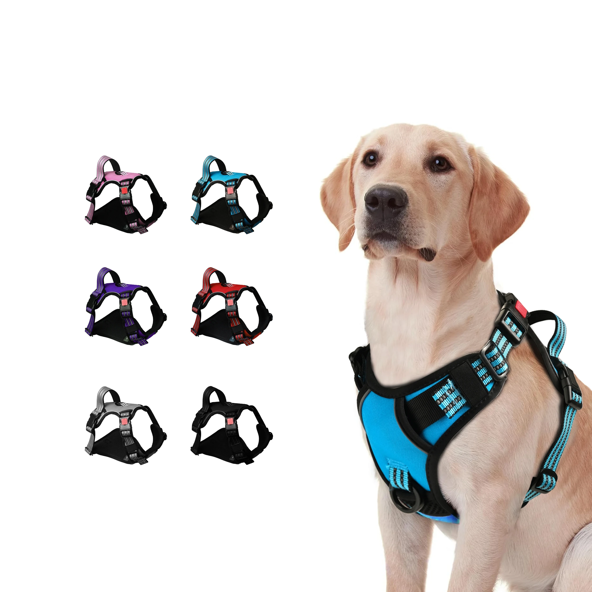 

Customised Adjustable Reflective Nylon No Pull Dog Pet Vest Harness with Soft Padded Handle for Small Medium Large Dogs Walking
