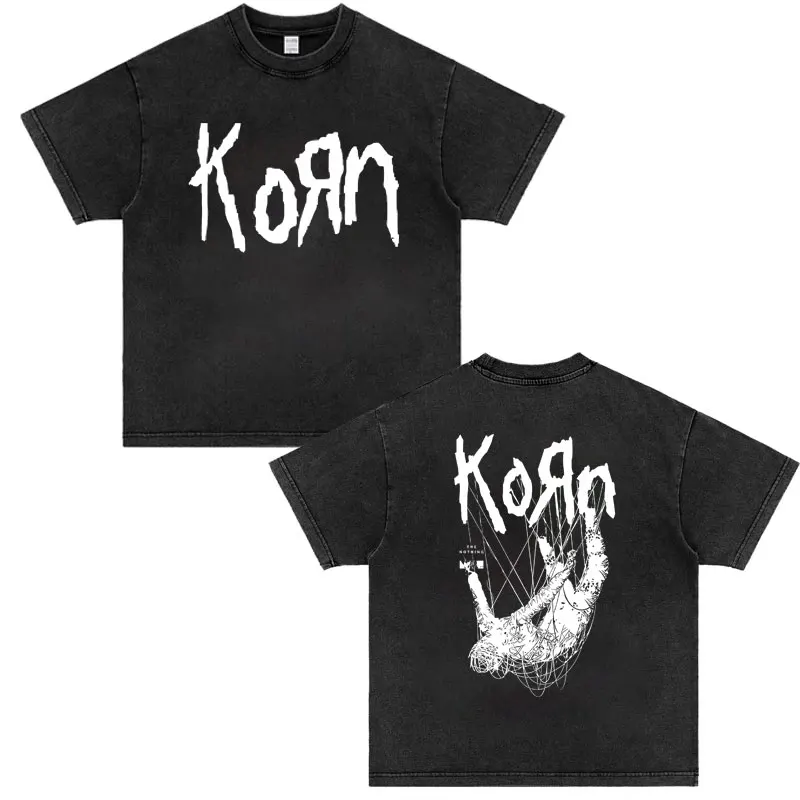 Bestselling Rock Band Korn T-shirts Short Sleeve Men Women Fashion Gothic Streetwear Washed Vintage Tshirts Hip Hop Short Sleeve