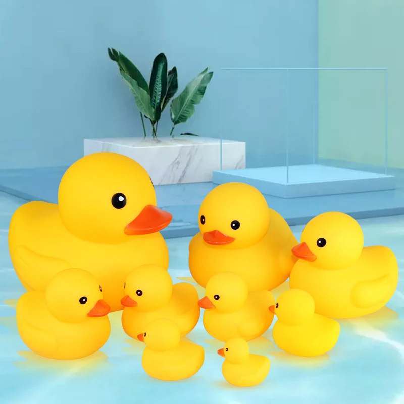 Pato amarillo grande de goma para baño, juguetes de baño Kawaii, Flotador para apretar, regalo para bebé