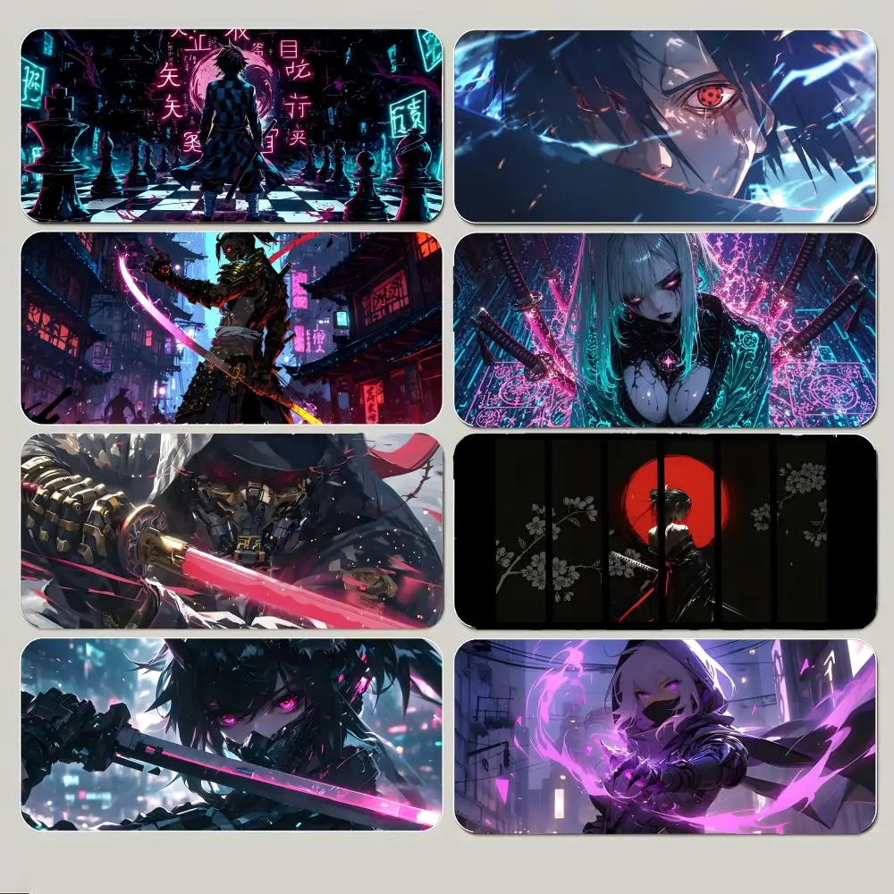Cooles futuristisches Kunst-Mauspad „C-Cyber Ninja Cyber Shinobi“, großes Gaming-Mauspad mit dickem, genähtem Rand, rutschfeste Schreibtischunterlage
