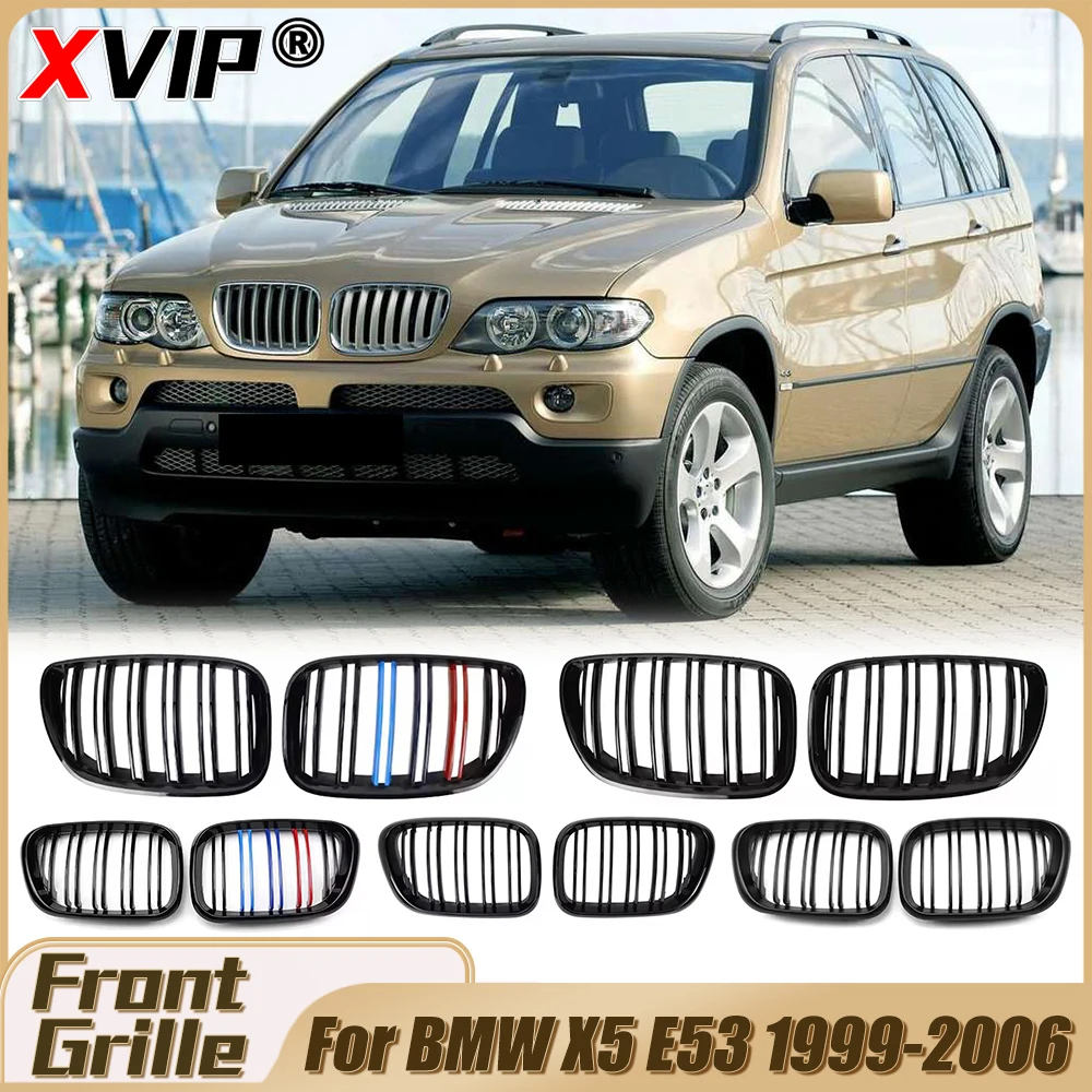 

XVIP Upper Grill For BMW X5 E53 1999-2006 Glossy M-Color Double Line Style Racing Grille Bumper Grilles Body Kits Exterior Parts