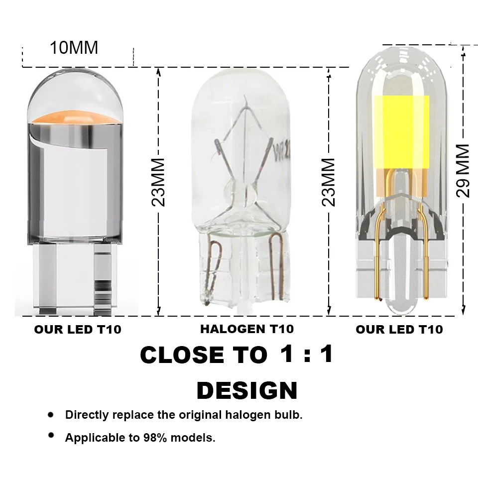 Лампа для чтения автомобильная, 2 шт., w5w LED T10 Sapphire & COB, 200 лм, сверхъяркая, 12 В, 6000 К