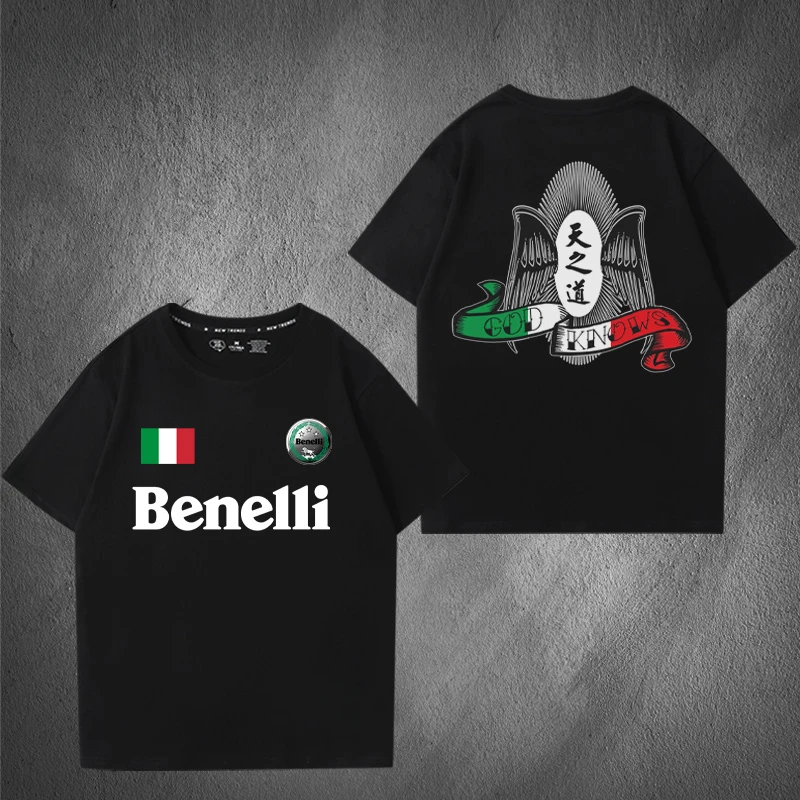 Fashion brand latest trend Y2K Will benelli Motorcycle enthusiast short sleeve T-shirt men's and women's cotton top clothes