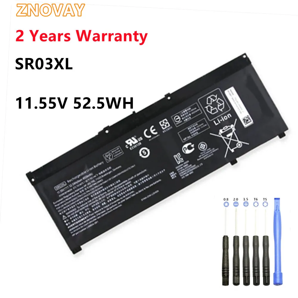 ZNOVAY 52.5WH SR03XL Battery For HP OMEN 15-CE 17-CB0052TX Pavilion Gaming 15-CX0096TX CX0006NT HSTNN-DB8Q L08934-2B1 L08855-855