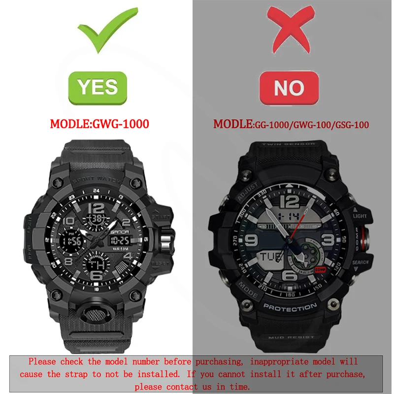 Resin Replacement Strap For Casio MUDMASTER GWG1000-1A3 Watch Wristband 3stars Stainless Steel Ring Watch Accessories