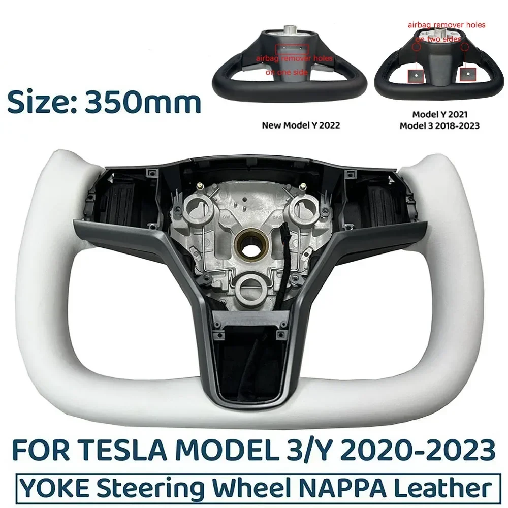 

﻿ 350mm Yoke Handle Steering Wheel With Heating Personalized NAPP Leather Accessories For Tesla Model 3/Y 2018-2022 Y 2022-2024