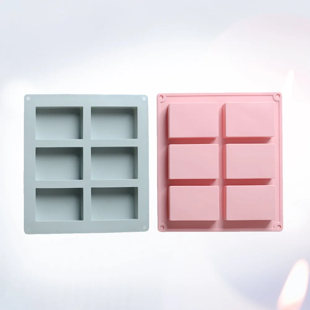 

2pcs Soap Mould 6 Cavities Soap Silicone Mold DIY Tool Soap Cake Making Supplies (Blue and Pink) soap mold