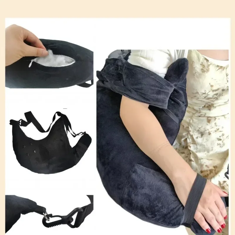 Velvet Fabric Postoperative Shoulder Pillow Patient Shoulder Surgery Recovery Rehabilitation Arm Nursing Supplies Pillow Black