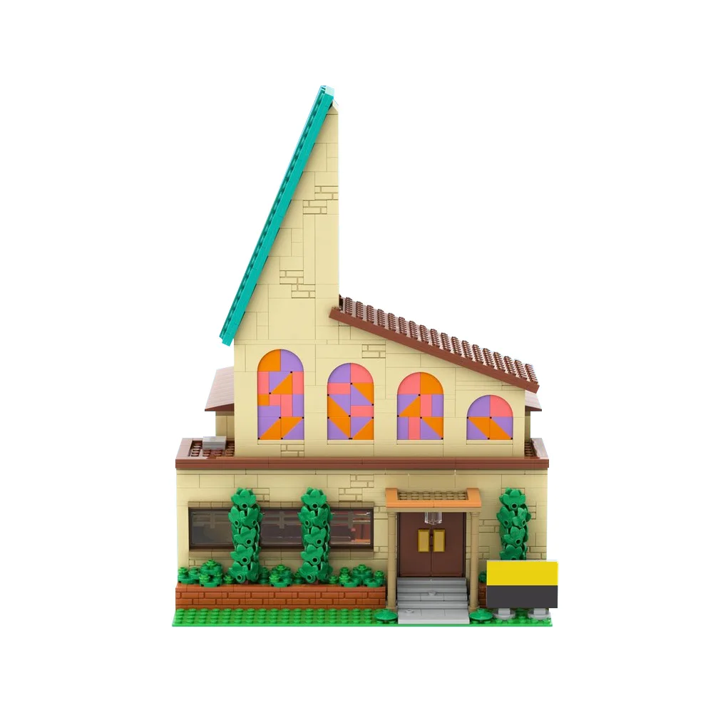 Moc modular springfields igreja blocos de construção modelo modular moes taverna tijolos modular springfield escola primária crianças brinquedo