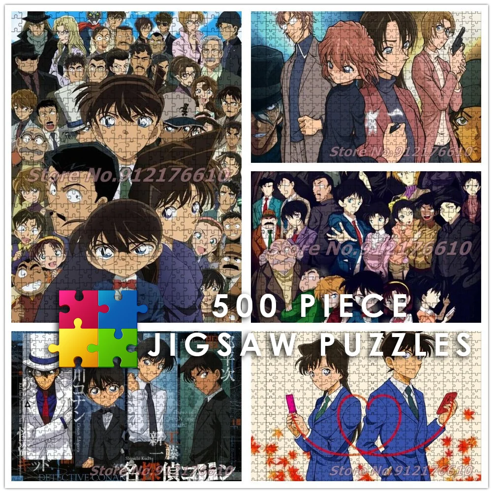 Japanese Anime Detective Conan 500 Piece Jigsaw Puzzles Cute Cartoon Puzzles Diy Decompress Educational Toys for Kids Gifts