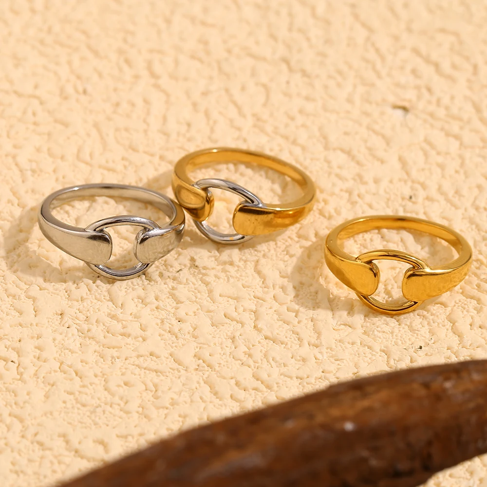 E.B.belle-Bague cercle d'épissage de style minimaliste, bijoux empilables, acier inoxydable SION L, breloque en or 18 carats, hypoallergénique, mélange de documents
